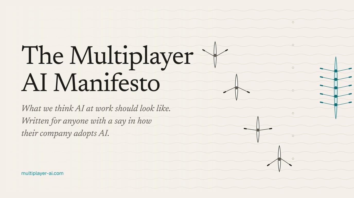 The Multiplayer AI Manifesto: four single rowers and one crew of five, the crew pulling ahead