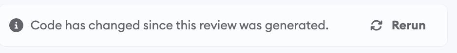 Outdated Guided Review warning with subdued styling and rerun button