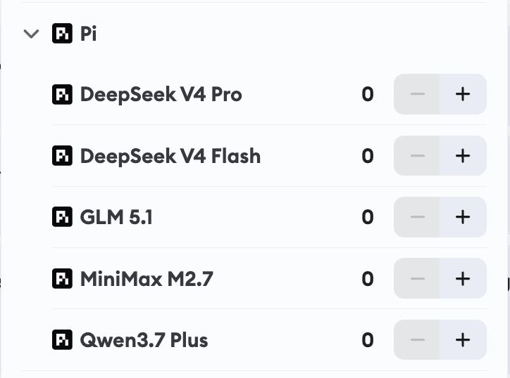 Pi models expanded in the ticket form agent selector