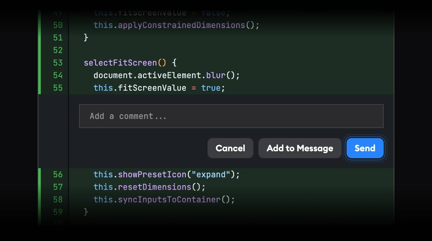 Send button in the diff comment widget