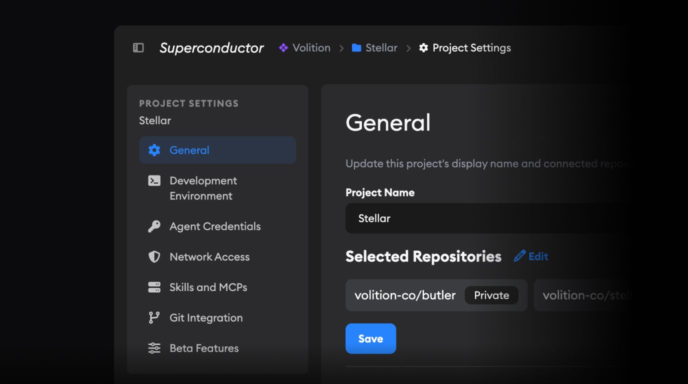 Project Settings organized into focused sections
