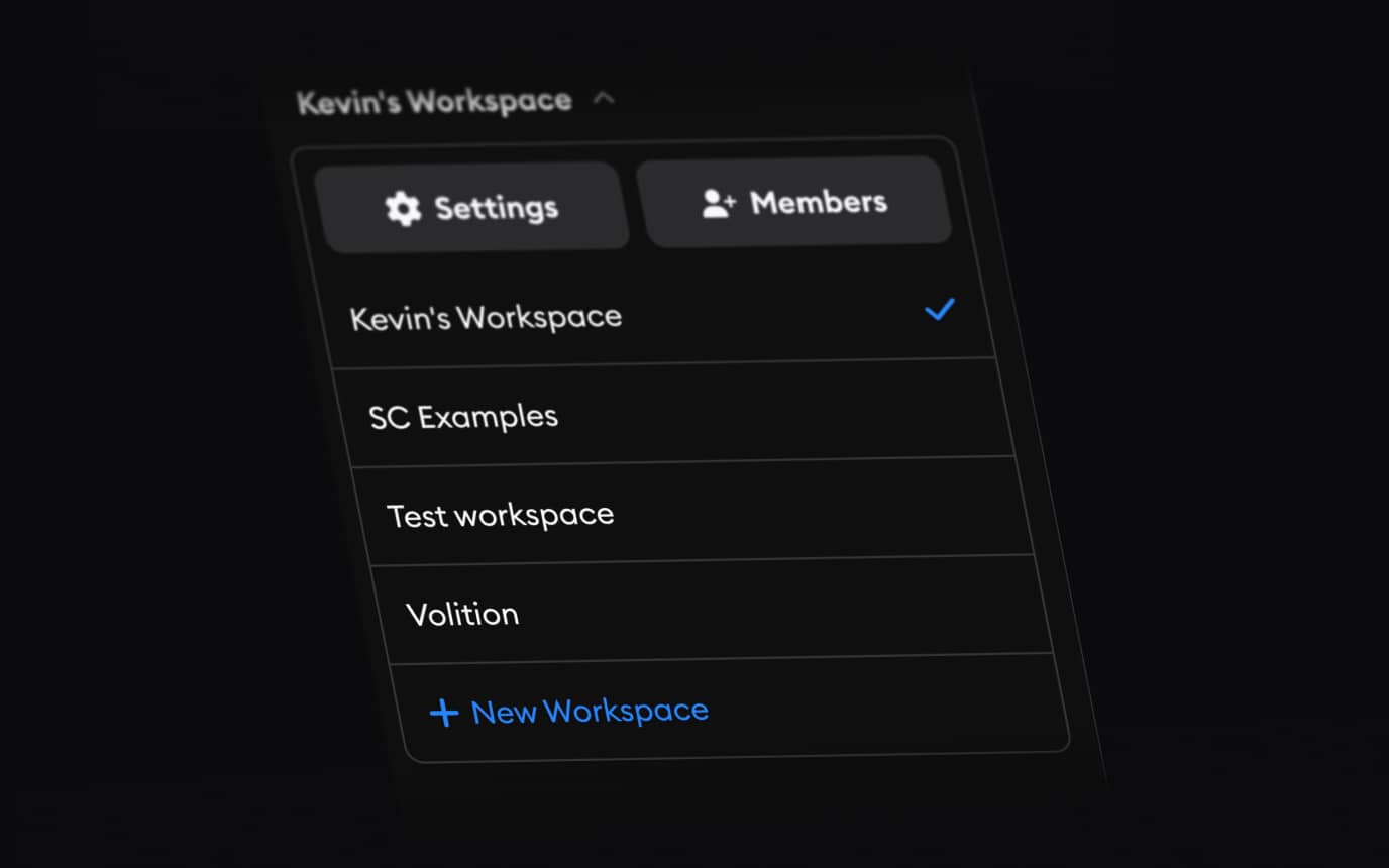 Workspace switcher dropdown in the sidebar