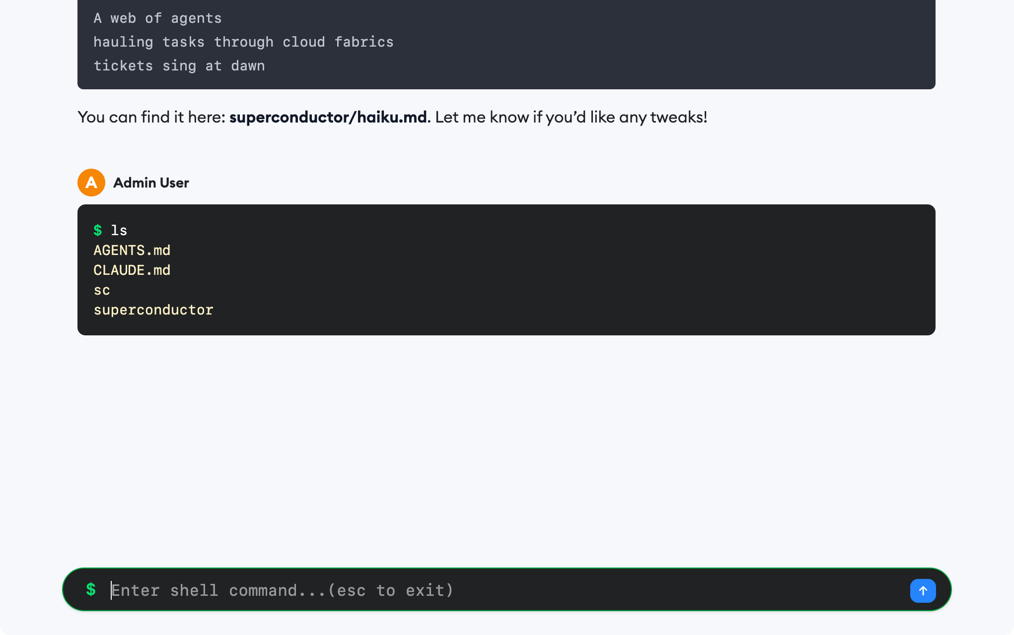 Now available: Shell Mode in chat | Superconductor Blog