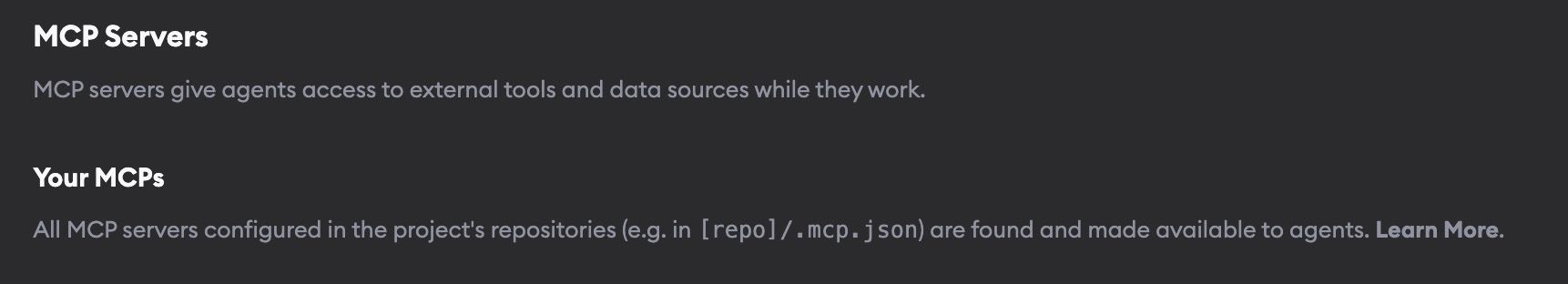 Custom MCP servers configuration in Project Settings