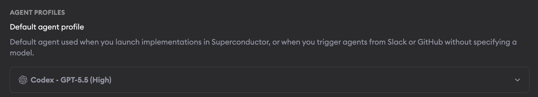 Default agent profile setting in Account Settings