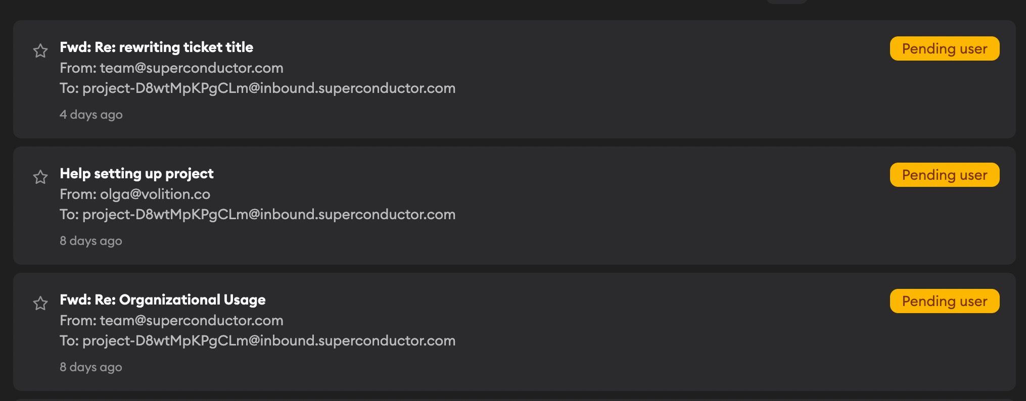 Email Messages interface showing pending emails with status indicators