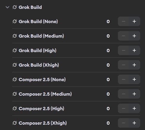 Grok Build model selection in Superconductor