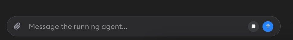 Chat composer with the placeholder "Message the running agent..."