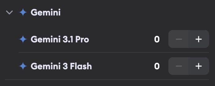 Gemini CLI model selection showing Gemini 3.1 Pro and Gemini 3 Flash