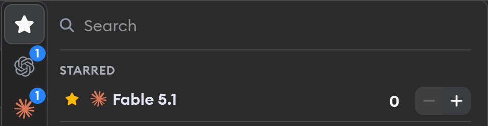 Starred tab of the profile selector showing a starred Fable 5.1 profile