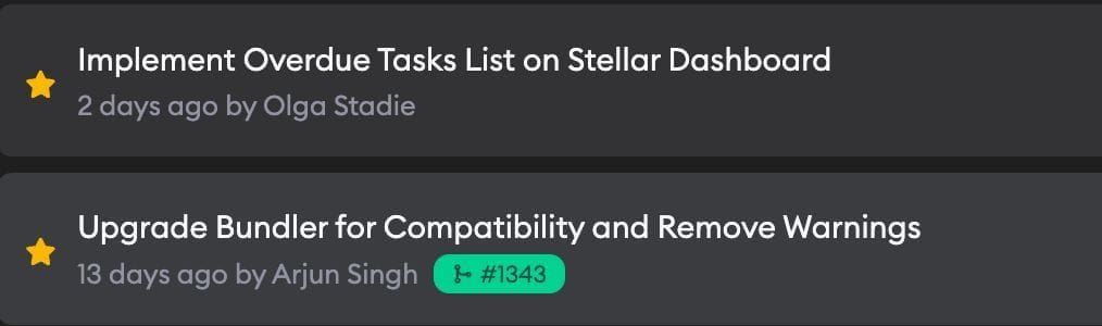 Starred tickets shown at the top of the ticket list